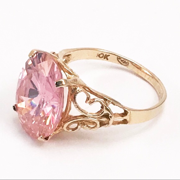 10kt Gold Pink Topaz Ring Sz 8 **SOLD** - Picture 2 of 2